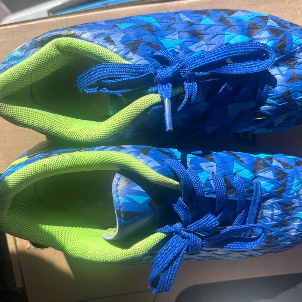 Blue and Green Kids Cleats Size 6